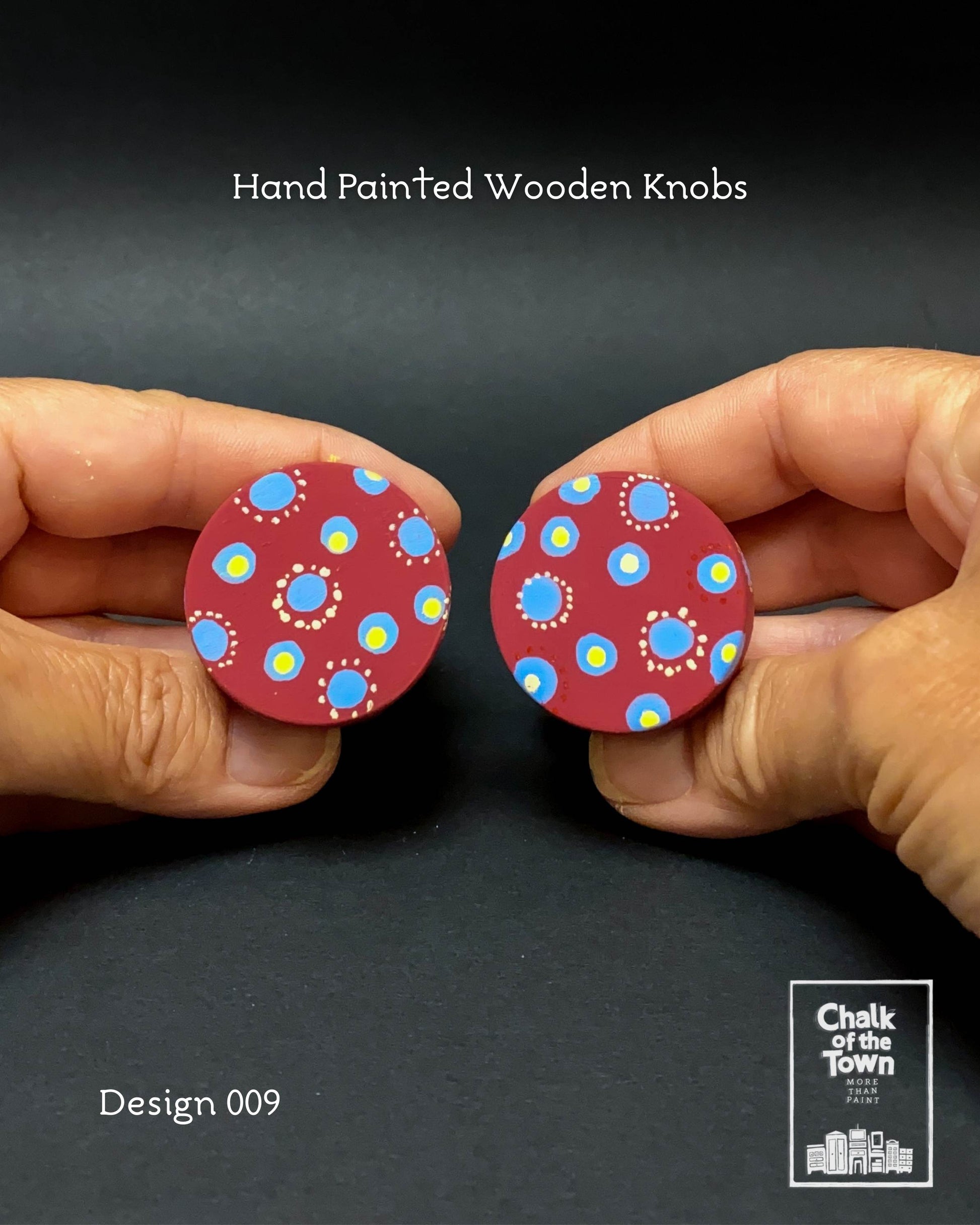 Ξύλινα Ζωγραφιστά Πόμολα Chalk Of The Town | Hand painted Wooden Knobs 