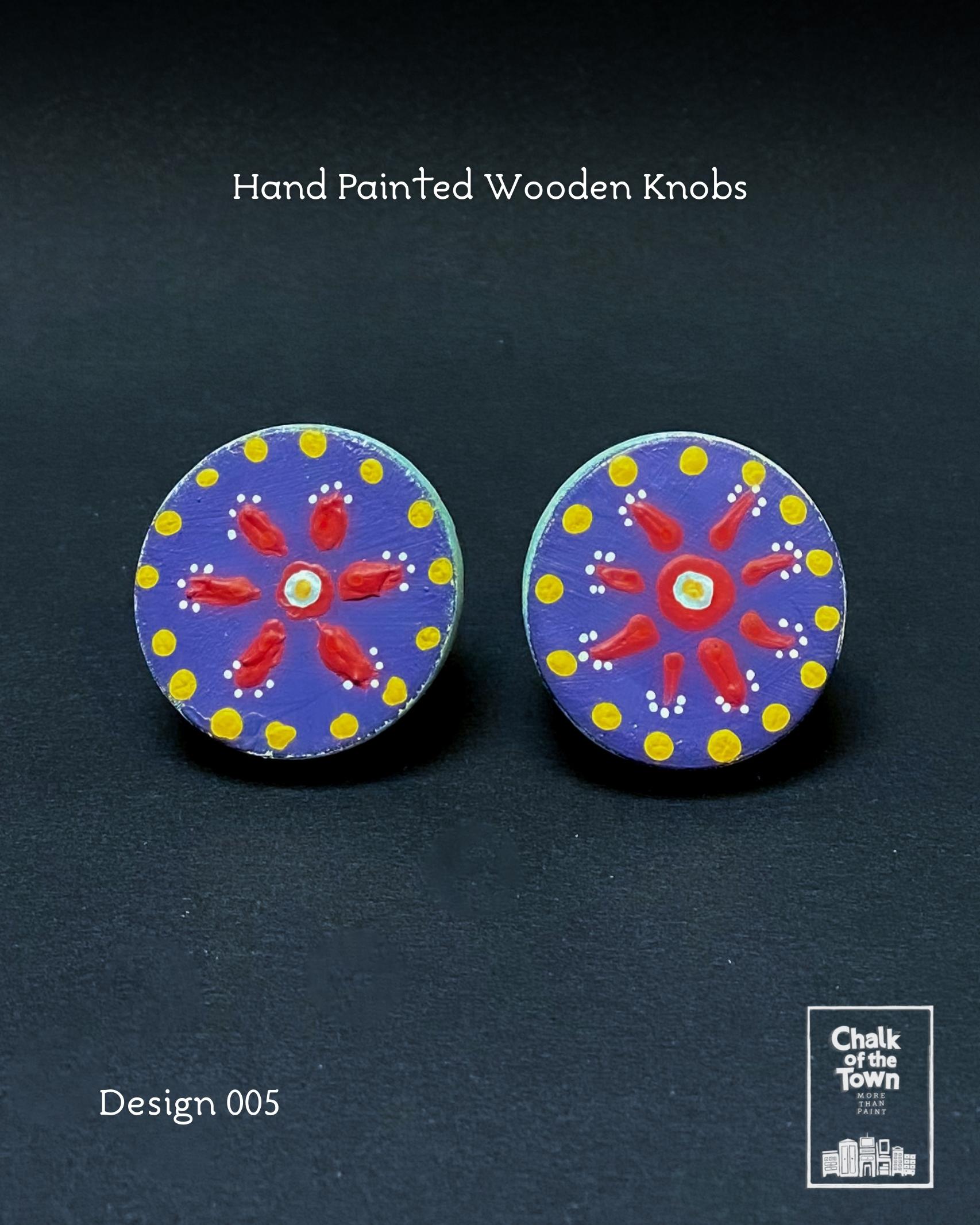 Ζωγραφιστά ξύλινα πόμολα Chalk Of The Town / Hand Painted Wooden Knobs