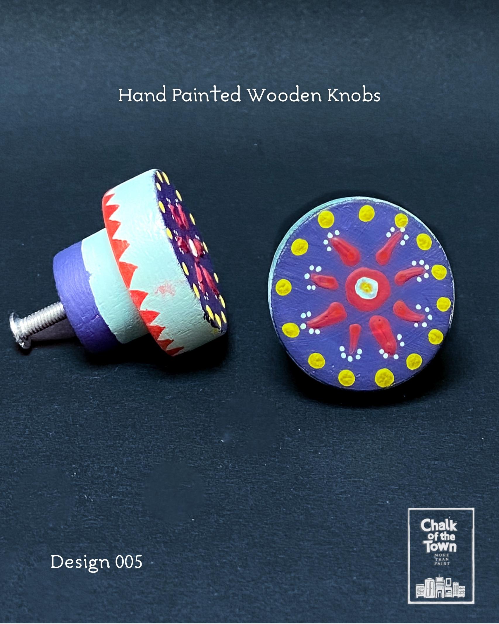 Ζωγραφιστά ξύλινα πόμολα Chalk Of The Town / Hand Painted Wooden Knobs