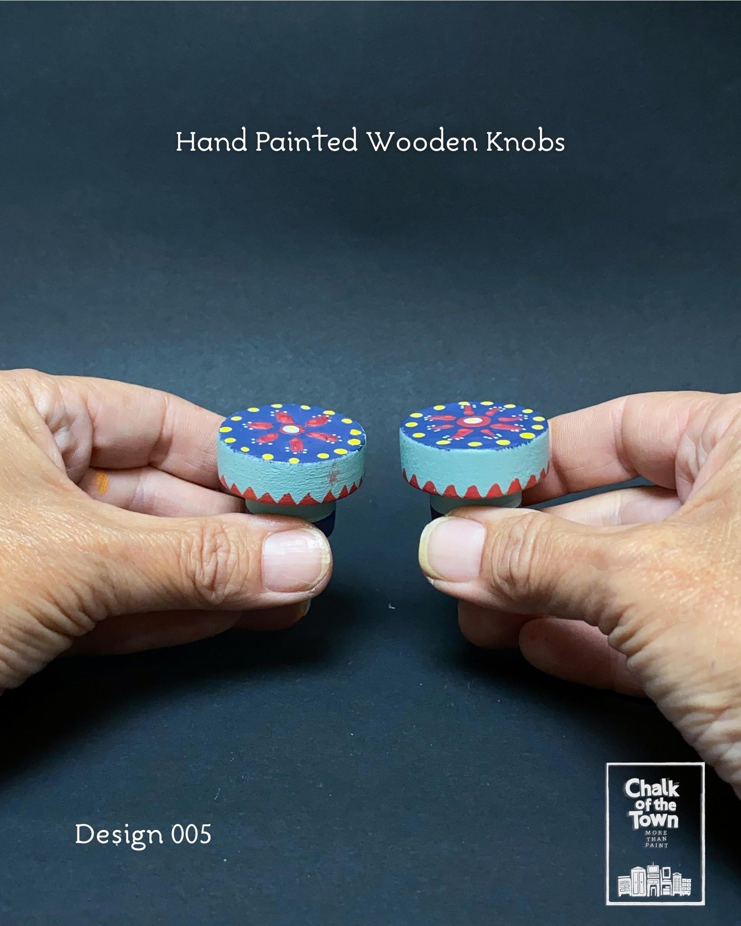 Ζωγραφιστά ξύλινα πόμολα Chalk Of The Town / Hand Painted Wooden Knobs