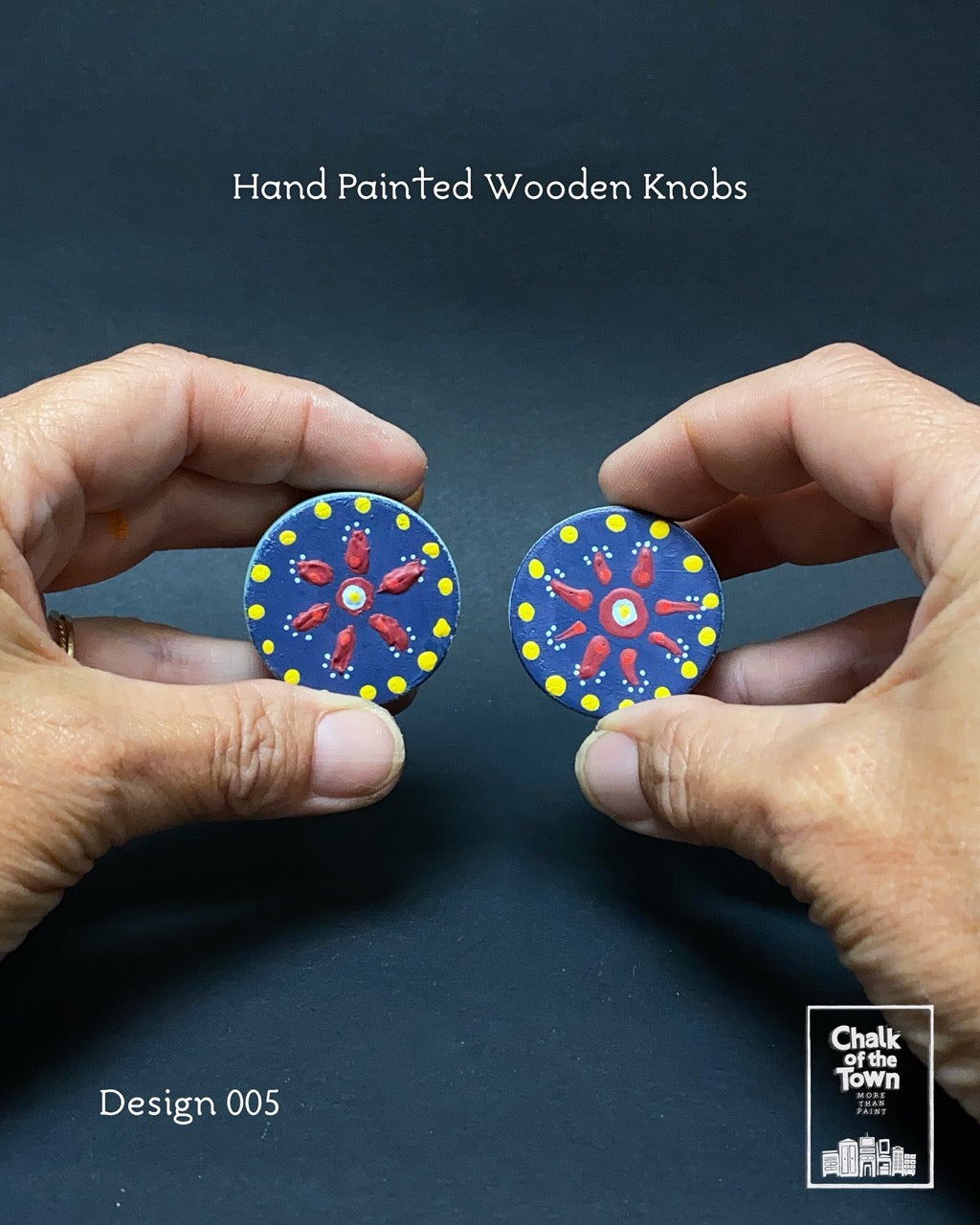 Ζωγραφιστά ξύλινα πόμολα Chalk Of The Town / Hand Painted Wooden Knobs