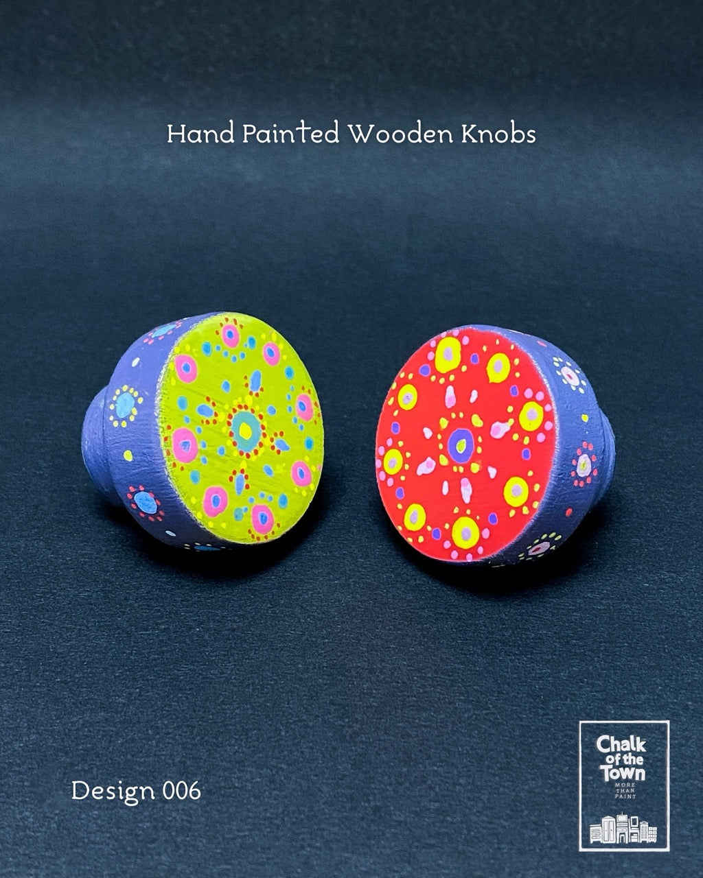 Ξύλινα Ζωγραφιστά Πόμολα Chalk Of The Town | Hand painted Wooden Knobs Media 