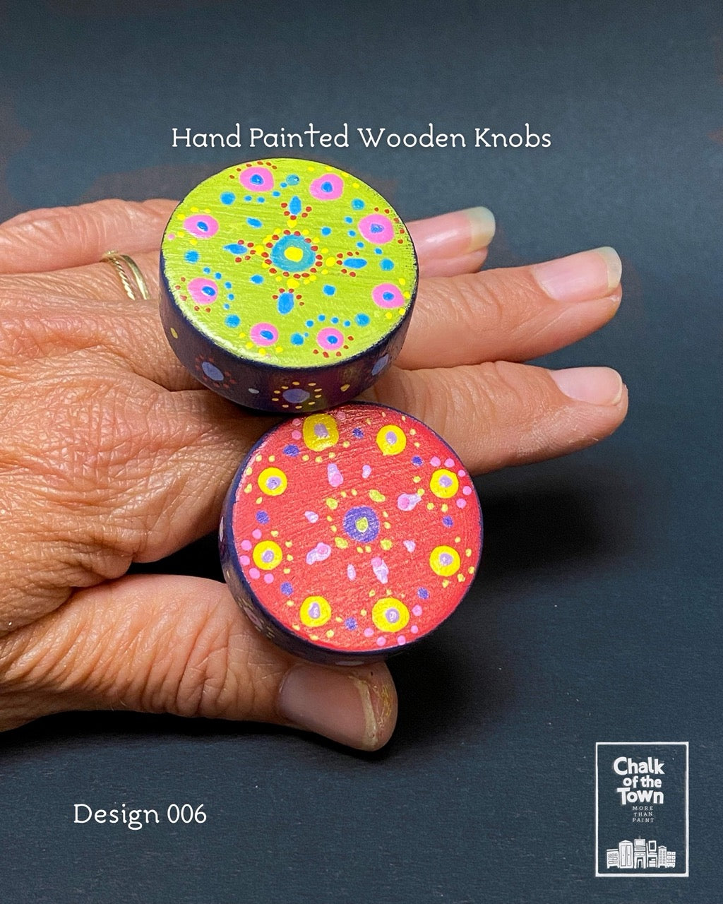 Ξύλινα Ζωγραφιστά Πόμολα Chalk Of The Town | Hand painted Wooden Knobs 