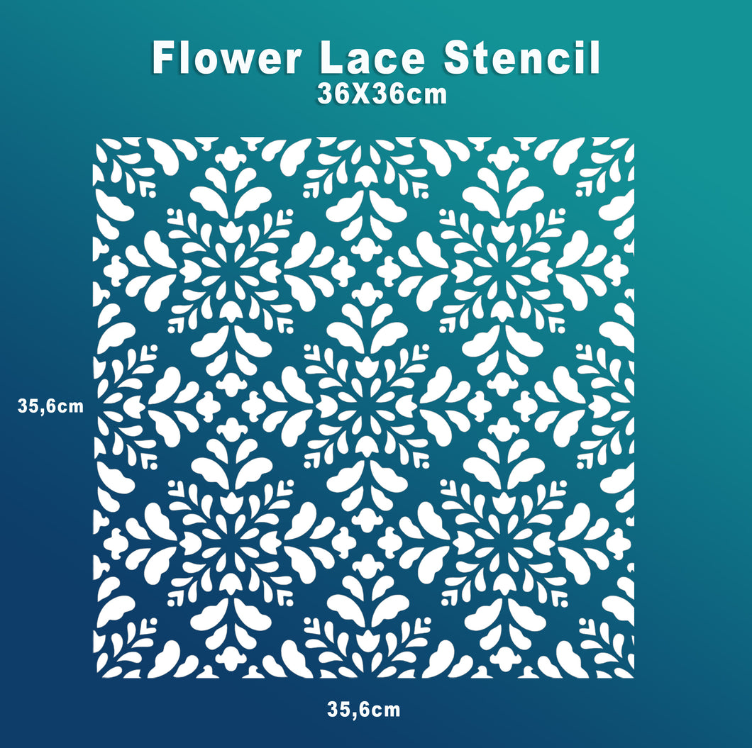 Flower Lace στένσιλ 36x36cm- Chalk Of The Town® Stencils Collection