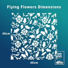 Flying Flowers στένσιλ 40X40cm- Chalk Of The Town® Stencils Collection
