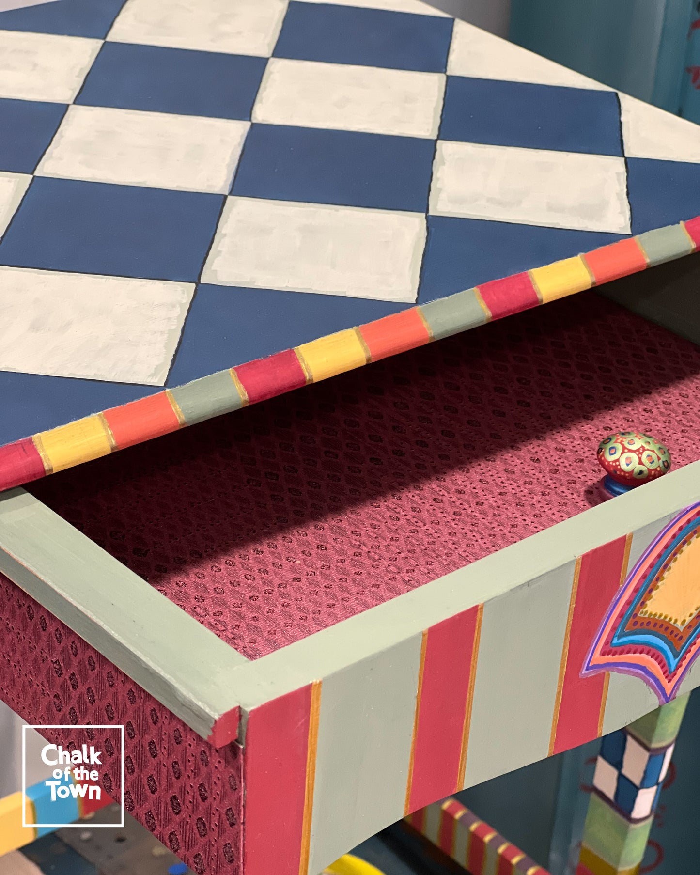Κομοδίνο "Boho Harlequin" | Side Table - Chalk Of The Town® Creations