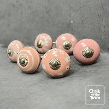 Pink Blossom 1 | Σετ από 6 Vintage Κεραμικά Πόμολα | Pink & White Vintage knobs (set of 6) - Chalk Of The Town® 