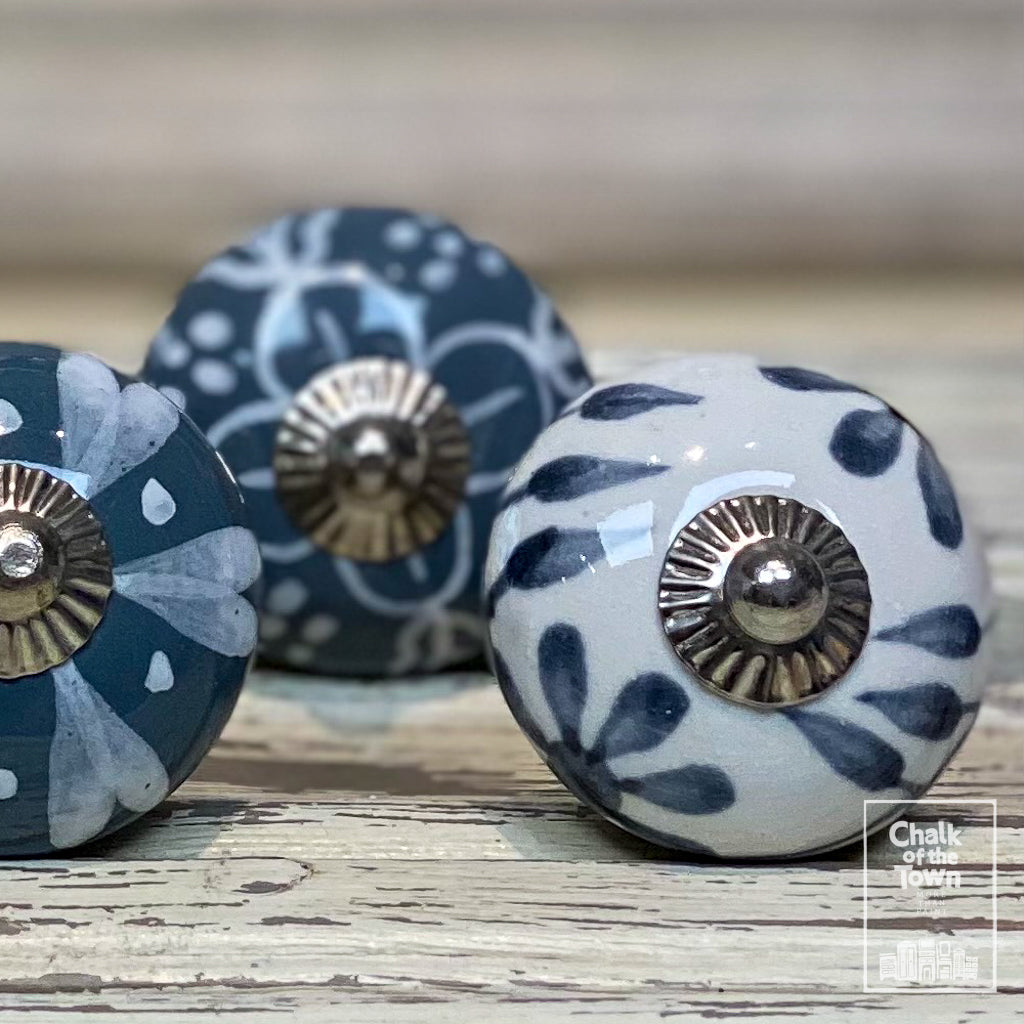 Chalk Of The Town - Πόμολα Γκρι-Λευκό-set 6