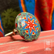 Mandala χειροποίητο κεραμικό πόμολο - 1 | πολύχρωμο | Mandala Ceramic Knob - 1 | Multicolor