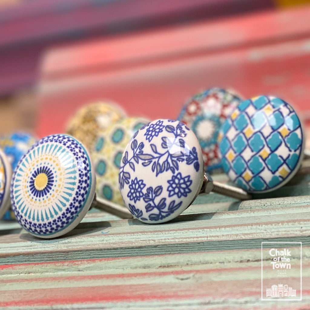 Σετ από 8 πολύχρωμα Boho -Vintage  Κεραμικά Πόμολα - design 3