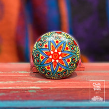 Mandala χειροποίητο κεραμικό πόμολο - 1 | πολύχρωμο |  Mandala Ceramic Knob - 1 | Multicolor - Chalk Of The Town® 