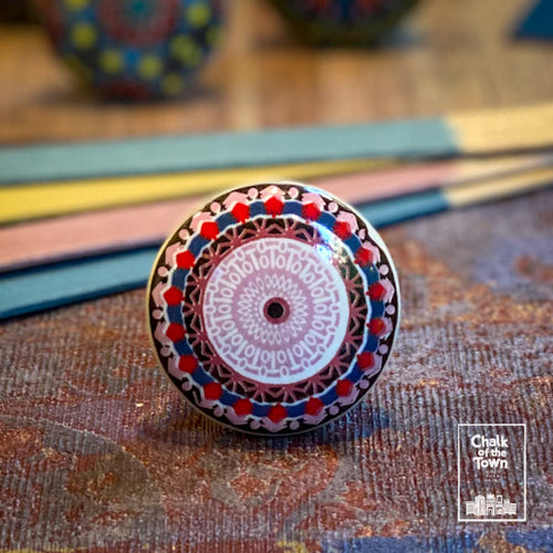 Mandala χειροποίητο κεραμικό πόμολο - σχ.2 | πολύχρωμο | Mandala Ceramic Knob - des.2 | Multicolor - Chalk Of The Town®