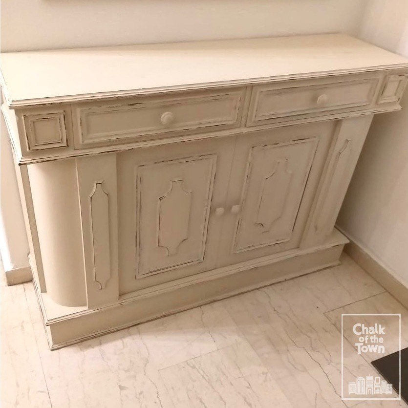 Valencia Lace - Chalk Of The Town Paint - Αναπαλαίωση μπουφέ με χρώματα κιμωλίας Chalk Of The Town Paint